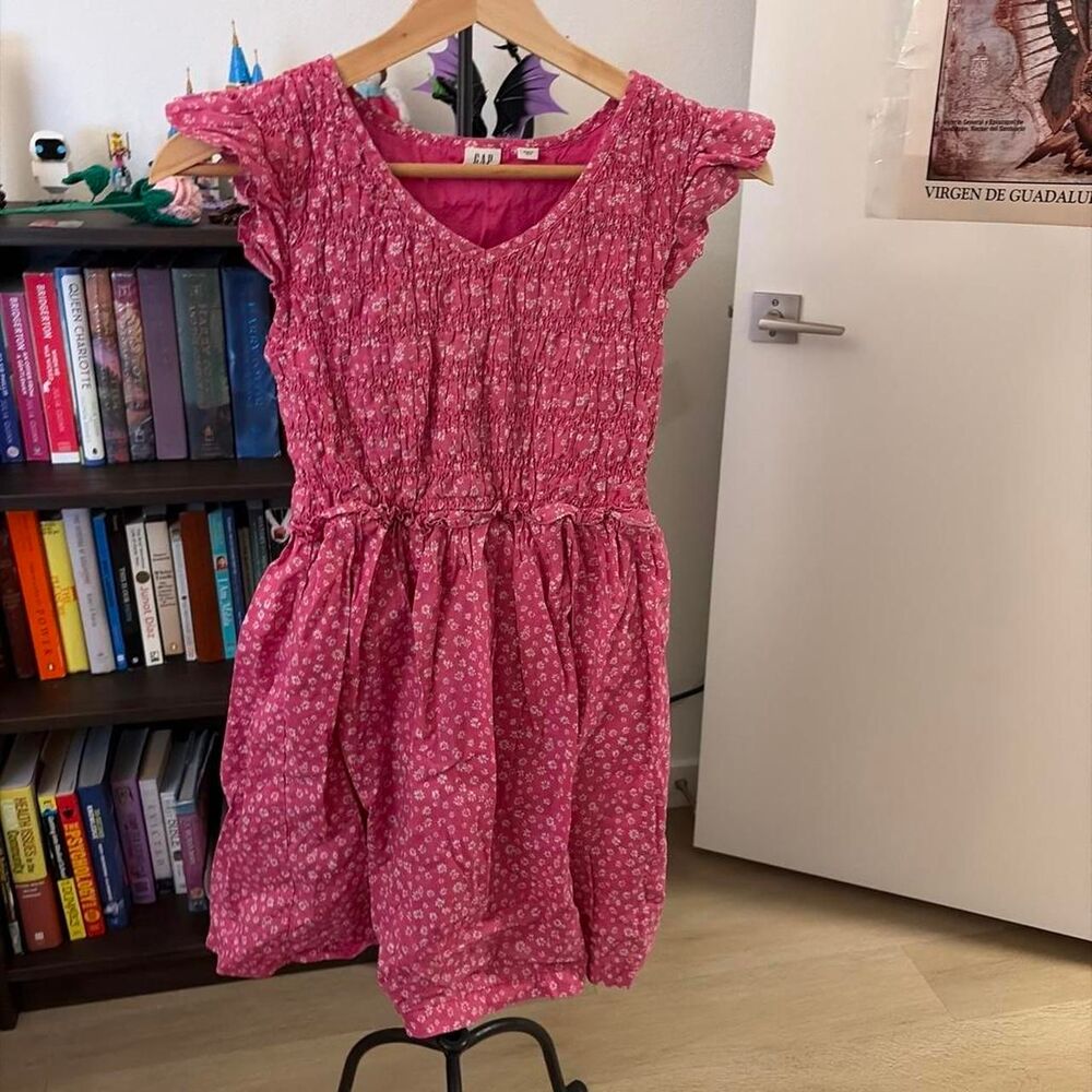 Gap Kids Pink Floral Smocked Dress Size XL